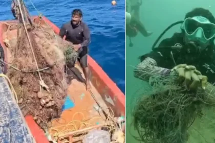 கடலில் இருந்து குப்பைகளை அகற்றும் சிறுமி தாரகை ஆராதனா