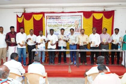 மக்கள் தேசம் கட்சி தலைவர் ஆசைத்தம்பி நூல் வெளியீட்டு விழாவில் பேசுகிறார்