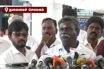 பால் முகவர்கள் சங்க தலைவர் பொன்னுசாமி செய்தியாளர்களிடம் பேசுகிறார்