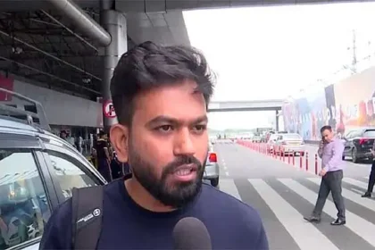 கரப்பான் பூச்சி ஜனதா கட்சி தலைவர் அபிஜீத் திப்கே செய்தியாளர்களை சந்தித்து பேசுகிறார்