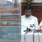 முன்னாள் அமைச்சர் தா.மோ. அன்பரசன் செய்தியாளர்களிடம் பேசுகிறார்