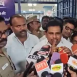 திமுக எம்.எல்.ஏ. அனிதா ராதாகிருஷ்ணன் பேட்டியளிக்கும் காட்சி