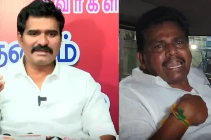 அமைச்சர் நிர்மல்குமார் செய்தியாளர்களிடம் பேசுகிறார்