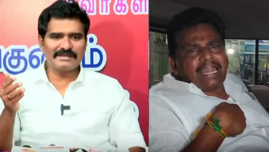 அமைச்சர் நிர்மல்குமார் செய்தியாளர்களிடம் பேசுகிறார்