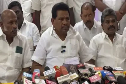 அமைச்சர் அனிதா ராதாகிருஷ்ணன் செய்தியாளர்களைச் சந்திக்கும் காட்சி