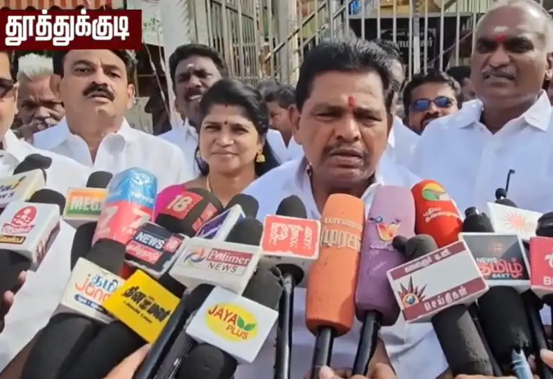 முன்னாள் அமைச்சர் அனிதா ராதாகிருஷ்ணன் செய்தியாளர்களிடம் பேசுகிறார்