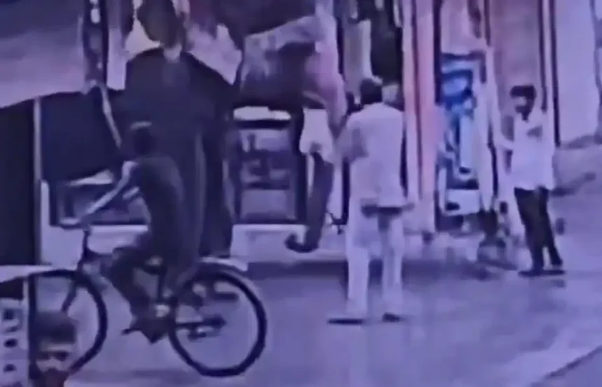 யானை தாக்கும் காட்சி