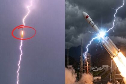 சீனாவின் லாங் மார்ச்-3B ராக்கெட் விண்ணில் பாய்வது