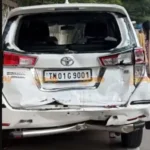 முதலமைச்சர் விஜய் கான்வாய் வாகனம் விபத்து