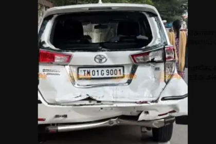 முதலமைச்சர் விஜய் கான்வாய் வாகனம் விபத்து