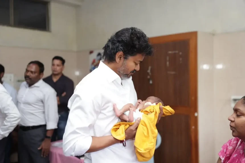 தமிழக முதலமைச்சர் ஜோசப் விஜய் எழும்பூர் குழந்தைகள் நல மருத்துவமனையில் ஆய்வு செய்கிறார்