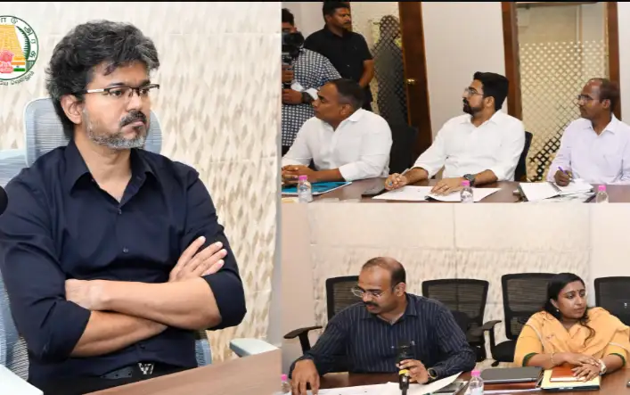 முதலமைச்சர் விஜய் திடக்கழிவு மேலாண்மை நிலையத்தை ஆய்வு செய்கிறார்