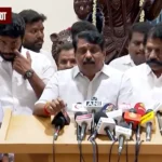 பாஜக மாநில தலைவர் நயினார் நாகேந்திரன் செய்தியாளர்களை சந்திக்கும் காட்சி