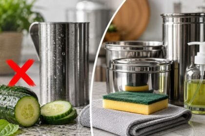 ஸ்டீல் பாத்திரங்கள் மற்றும் வெள்ளரிக்காய்