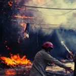 டெல்லியில் தீ விபத்து ஏற்பட்ட கட்டிடம்