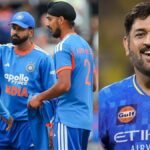 மகேந்திர சிங் தோனி மைதானத்தில் அமர்ந்திருக்கும் காட்சி