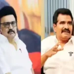 தவெக அமைச்சர் சி.டி.ஆர். நிர்மல் குமார் பேட்டி அளிக்கும் காட்சி