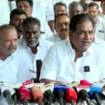 முன்னாள் அமைச்சர் மூர்த்தி செய்தியாளர்களை சந்திக்கும் காட்சி