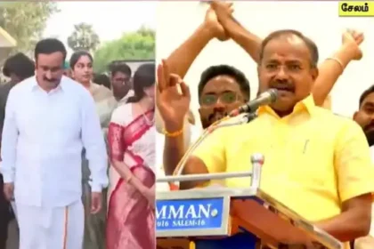 பாமக முன்னாள் எம்.எல்.ஏ அருள் செய்தியாளர்களிடம் பேசுகிறார்