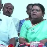 முன்னாள் அமைச்சர் கீதா ஜீவன் செய்தியாளர் சந்திப்பில் பேசுகிறார்