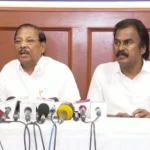 திமுக அமைப்புச் செயலாளர் ஆர்.எஸ்.பாரதி செய்தியாளர்களிடம் பேசுகிறார்
