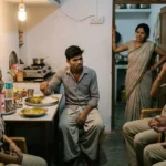 கணவன்-மனைவி குடும்பப் பிரச்சனை குறித்து காவல்துறையினரிடம் புகார் அளிக்கும் காட்சி