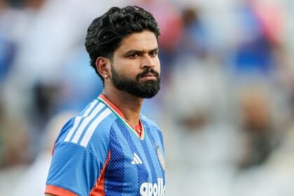 இந்திய அணியின் கேப்டன் ஸ்ரேயாஸ் ஐயர் பேட்டி அளிக்கும் காட்சி