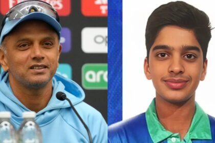 இலங்கை யு-19 அணிக்கு எதிரான போட்டியில் இந்திய யு-19 அணி வீரர்கள்