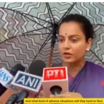 நடிகை மற்றும் பாஜக எம்பி கங்கனா ரணாவத் செய்தியாளர்களிடம் பேசுகிறார்