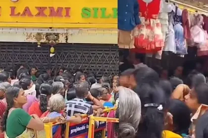 நாகர்கோவிலில் 99 ரூபாய் சேலை விற்பனையால் குவிந்த பெண்கள் கூட்டம்