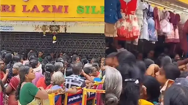 நாகர்கோவிலில் 99 ரூபாய் சேலை விற்பனையால் குவிந்த பெண்கள் கூட்டம்
