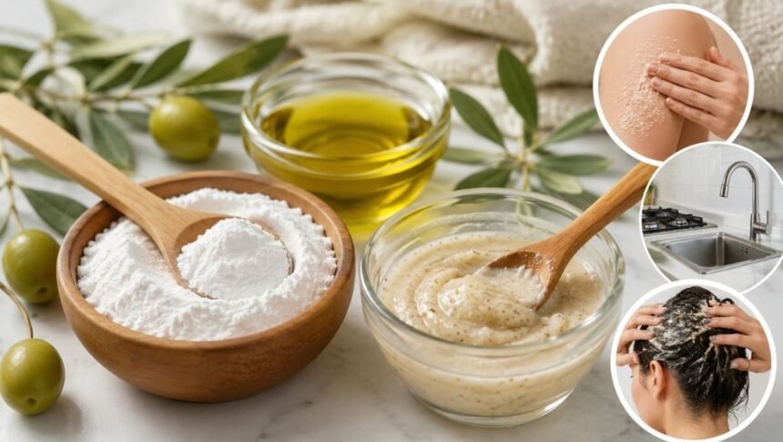 ஆலிவ் எண்ணெய் மற்றும் பேக்கிங் சோடா கலவை