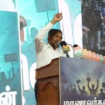 அமைச்சர் வன்னி அரசு செய்தியாளர்களிடம் பேசுகிறார்