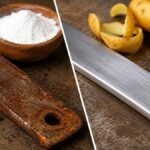 உருளைக்கிழங்கு தோலைப் பயன்படுத்தி துருவை அகற்றும் காட்சி