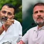 பாஜக எம்பி நிஷிகாந்த் துபே செய்தியாளர்களிடம் பேசுகிறார்
