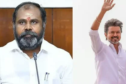 அதிமுகவின் ஆர்.பி.உதயகுமார் செய்தியாளர் சந்திப்பில் பேசுகிறார்