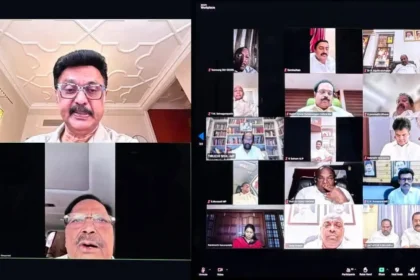 திமுக தலைவர் மு.க.ஸ்டாலின் லண்டனில் இருந்து காணொளி மூலம் எம்பிக்களுடன் ஆலோசனை