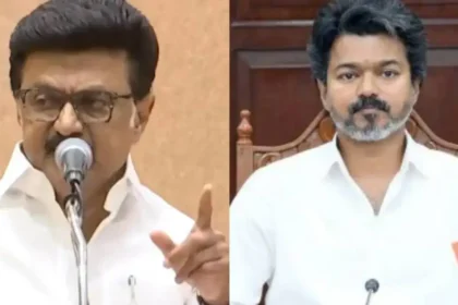 திமுக தலைவர் மு.க.ஸ்டாலின் செய்தியாளர் சந்திப்பில் பேசுகிறார்