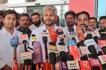 தமிழக அமைச்சர் மரிய வில்சன் செய்தியாளர் சந்திப்பில் பேசுகிறார்