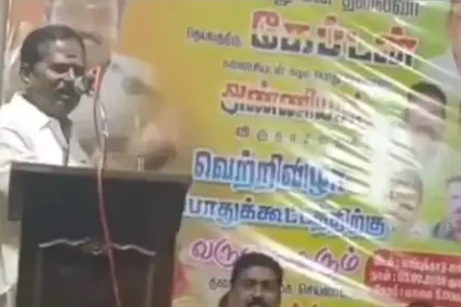 தேமுதிக தலைமை நிலைய செயலாளர் பார்த்தசாரதி உரை நிகழ்த்துகிறார்