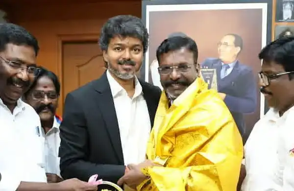 தமிழக முதல்வர் விஜய் மற்றும் விசிக தலைவர் திருமாவளவன்