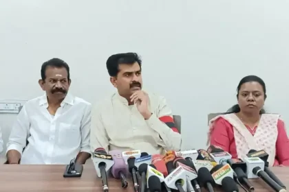 மதிமுக முதன்மைச் செயலாளர் துரை வைகோ செய்தியாளர்களிடம் பேசுகிறார்