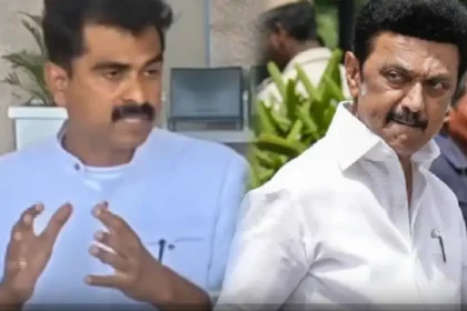 மதிமுக எம்பி துரை வைகோ செய்தியாளர்களை சந்திக்கும் காட்சி