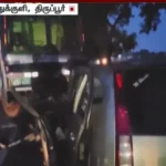 திருப்பூர் அருகே கார் மற்றும் டேங்கர் லாரி மோதிய விபத்து நடந்த இடம்