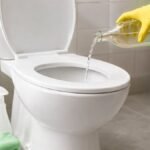 கழிவறையில் வினிகர் ஊற்றி சுத்தம் செய்யும் காட்சி