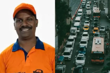 போக்குவரத்து நெரிசலில் விற்கப்படும் 'டிராஃபிக் வடா பாவ்'