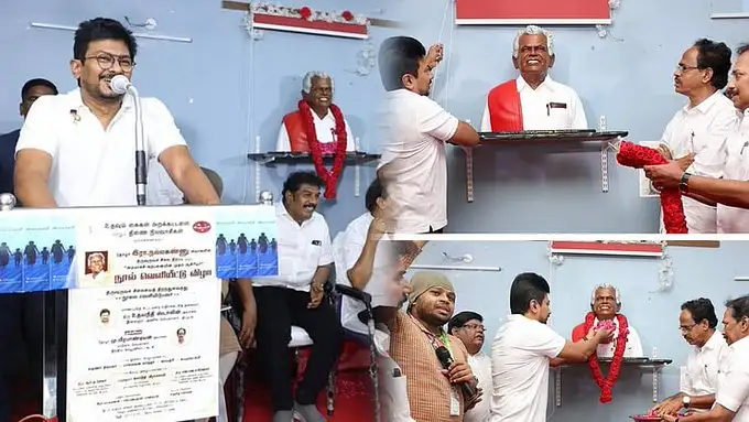 சட்டமன்ற எதிர்க்கட்சித் தலைவர் உதயநிதி ஸ்டாலின் நல்லக்கண்ணு உருவச்சிலையை திறந்து வைக்கிறார்
