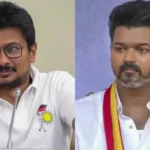 திமுக துணைப் பொதுச்செயலாளர் உதயநிதி ஸ்டாலின் செய்தியாளர்களை சந்திக்கும் காட்சி