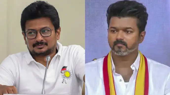 திமுக துணைப் பொதுச்செயலாளர் உதயநிதி ஸ்டாலின் செய்தியாளர்களை சந்திக்கும் காட்சி