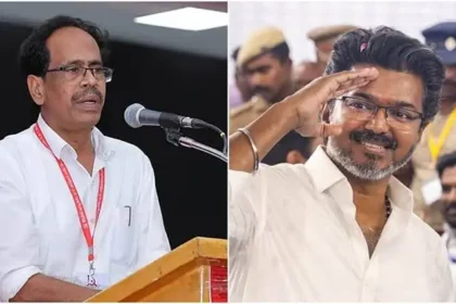 தமிழக முதலமைச்சர் விஜய் மற்றும் சிபிஐ மாநிலச் செயலாளர் வீரபாண்டியன்
